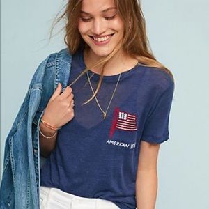 Banner Day - Navy Linen Shirt - USA Flag